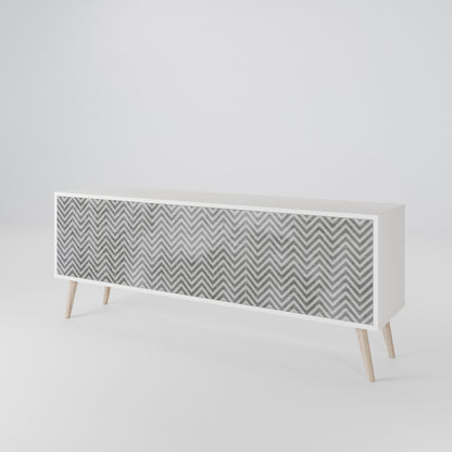 CONCRETE ZIG ZAG Mobile TV a 3 Ante in Finitura Bianca