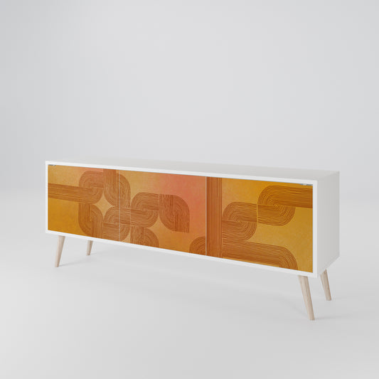 STRENGTHENING RELATION 3-Door TV Stand in White Finish