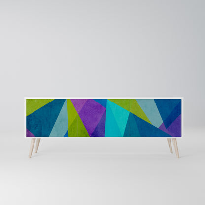 COLD SHOWCASE 3-Door TV Stand in White Finish