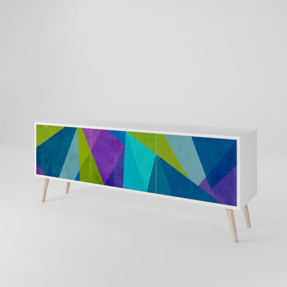 COLD SHOWCASE 3-Door TV Stand in White Finish