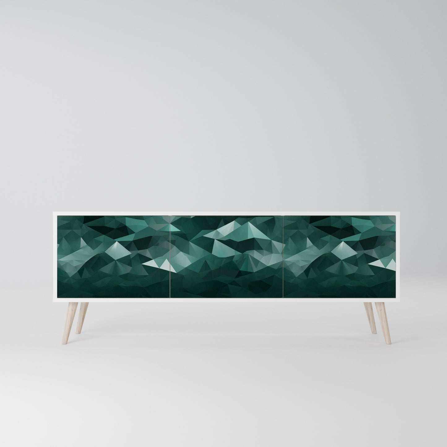 POLYGONAL FLOATING Mobile TV a 3 Ante in Finitura Bianca