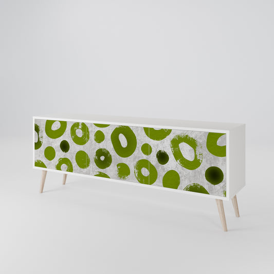 GREEN RHAPSODY 3-Door TV Stand in White Finish