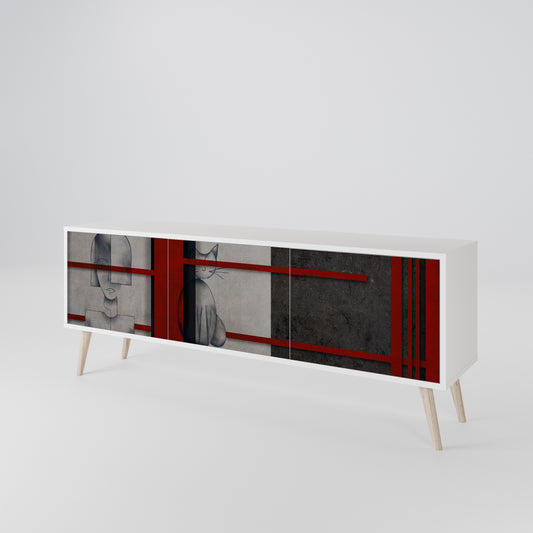 GRAY FIGURES 3-Door TV Stand in White Finish