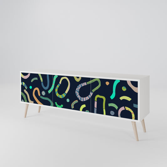 CONTRAST DANCE 3-Door TV Stand in White Finish