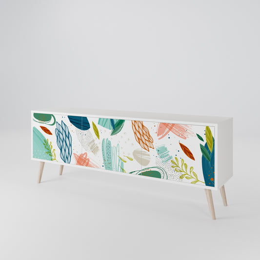 BOTANICAL HURRICANE 3-Door TV Stand in White Finish