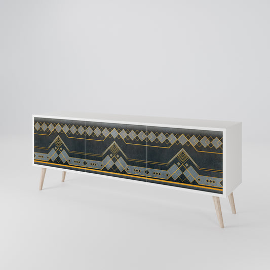 ROYAL ORDINARINESS 3-Door TV Stand in White Finish