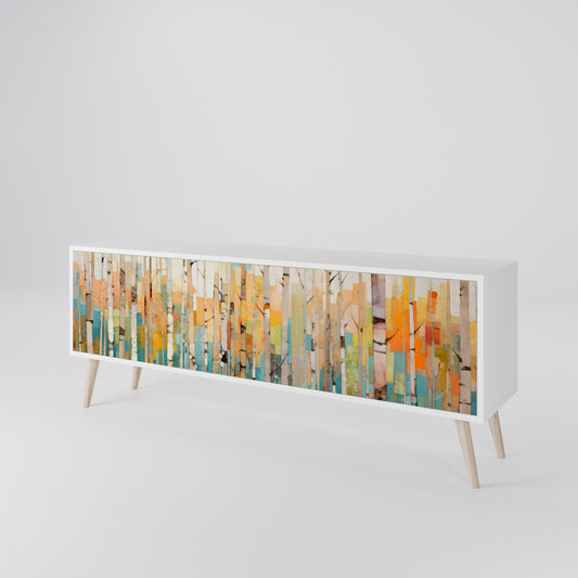 BIRCH KALEIDOSCOPE 3-Door TV Stand in White Finish