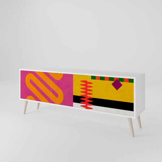 VIVID ART 3-Door TV Stand in White Finish