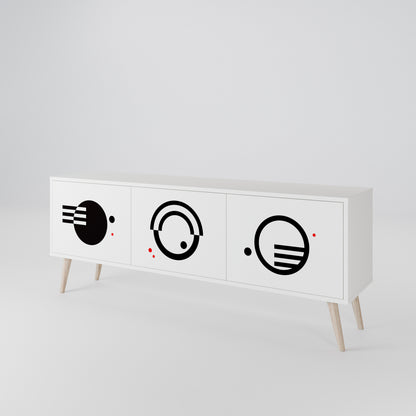 BLACK AND WHITE COMBINATION 3-Door TV Stand in White Finish