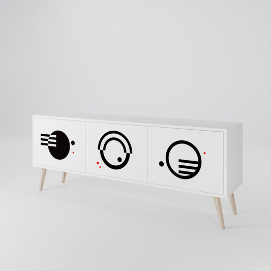 BLACK AND WHITE COMBINATION 3-Door TV Stand in White Finish