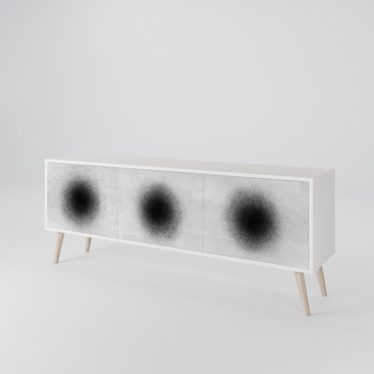 BLACK HOLE 3-Door TV Stand in White Finish