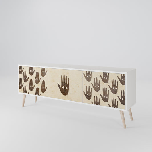 SEE MORE 3-Door TV Stand in White Finish