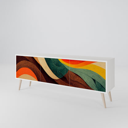 COLORFUL STRANDS 3-Door TV Stand in White Finish