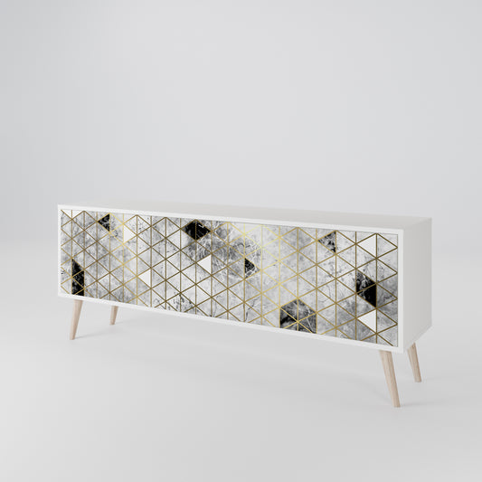 ASHEN ARIA 3-Door TV Stand in White Finish