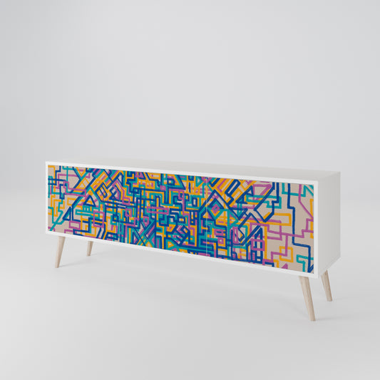 MEMORIES MAP 3-Door TV Stand in White Finish