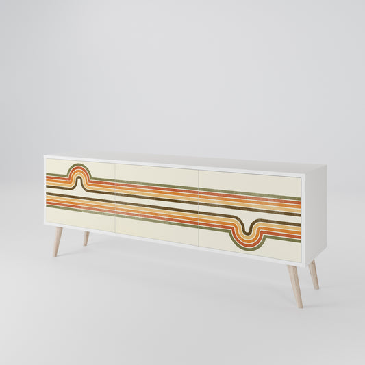 EXCEPTIONAL STREAM 3-Door TV Stand in White Finish