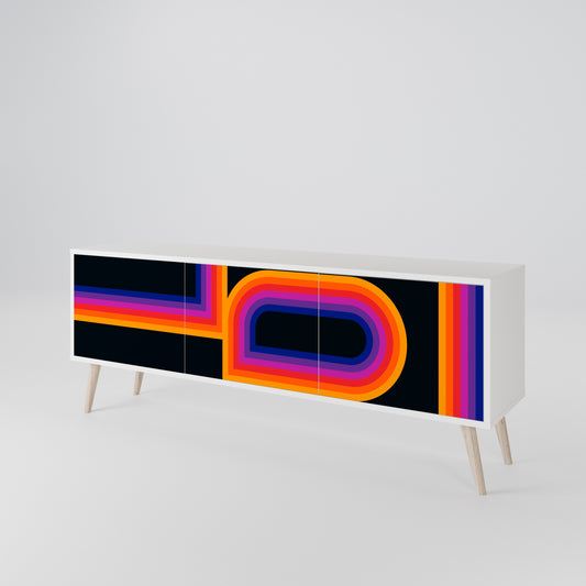 BLINDED BY THE LIGHTS 3-Door TV Stand in White Finish