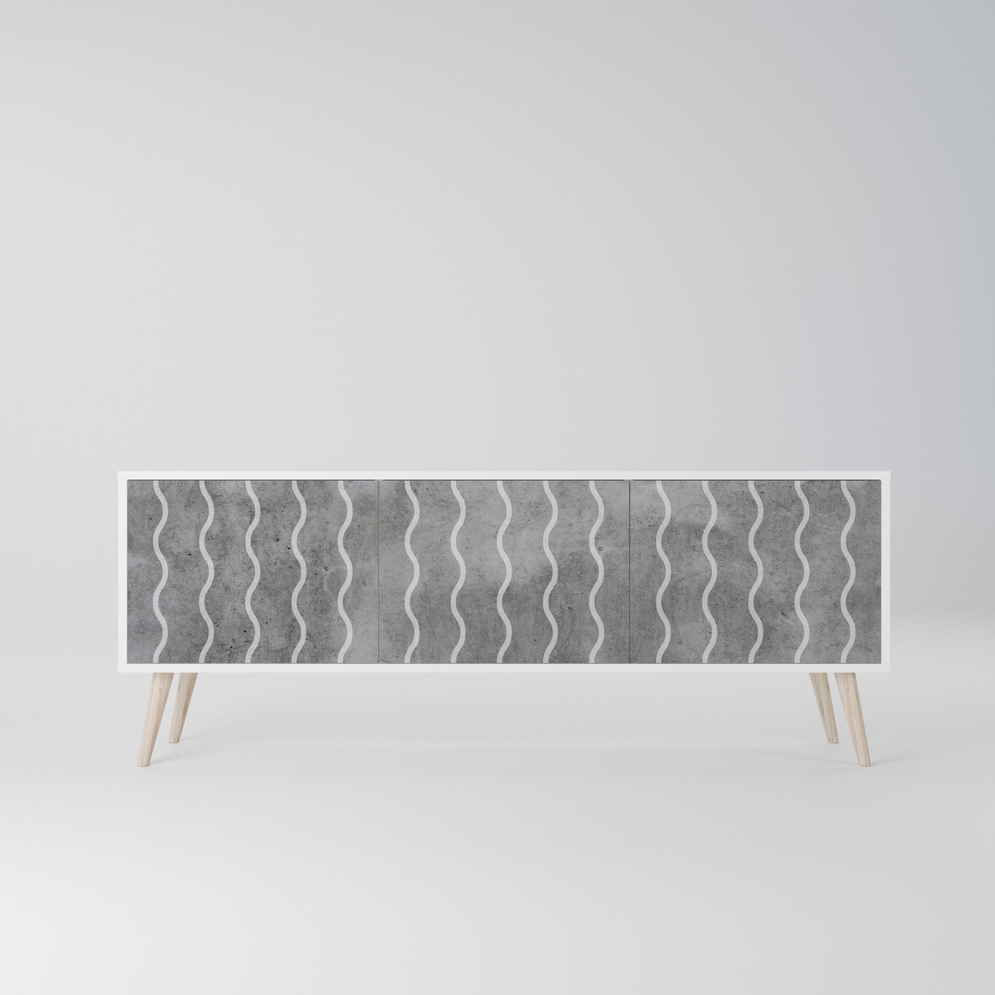 WAVES OF CONCRETE Mobile TV a 3 Ante in Finitura Bianca