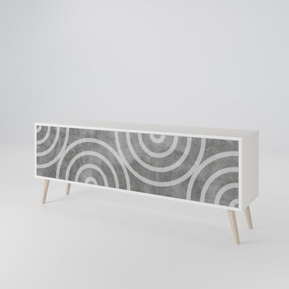CIRCLE CONCRETE Mobile TV a 3 Ante in Finitura Bianca
