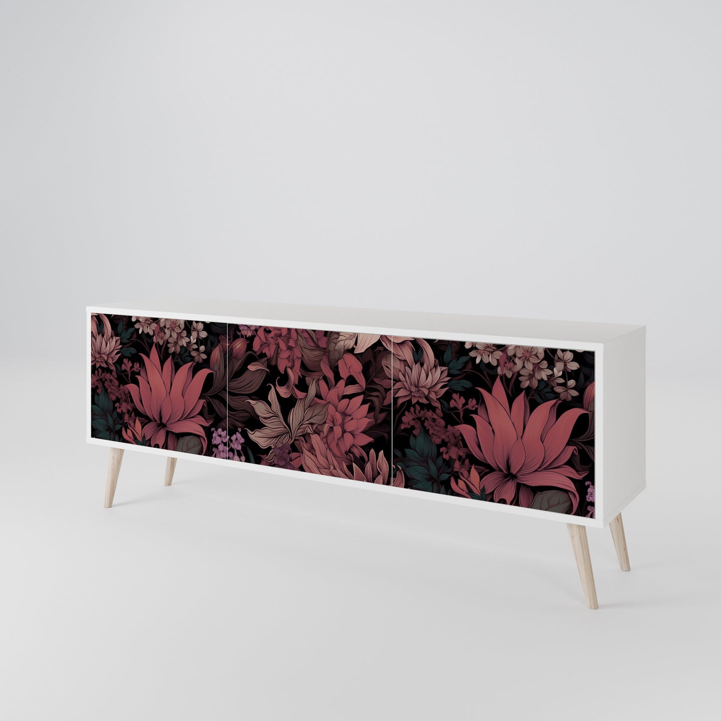 FLORAL WHISPER Mobile TV a 3 Ante in Finitura Bianca