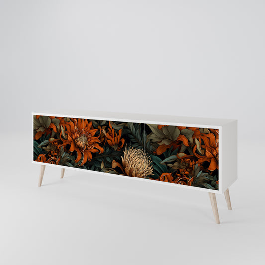 DAWN BLOOM 3-Door TV Stand in White Finish
