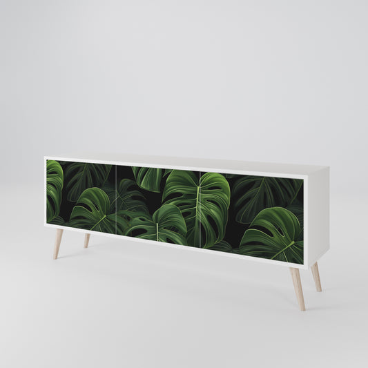 INFINITE MONSTERA 3-Door TV Stand in White Finish