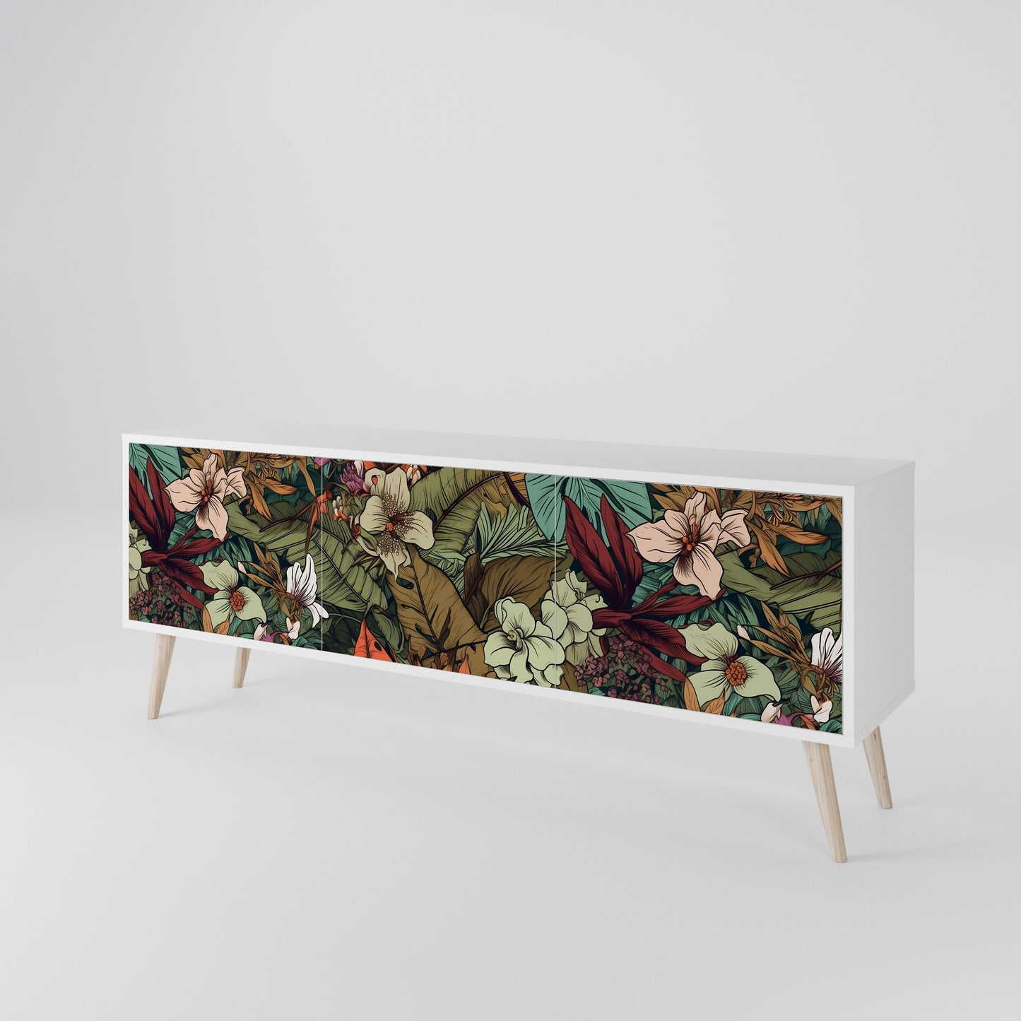 BOTANICAL EMERGENCE Mobile TV a 3 Ante in Finitura Bianca