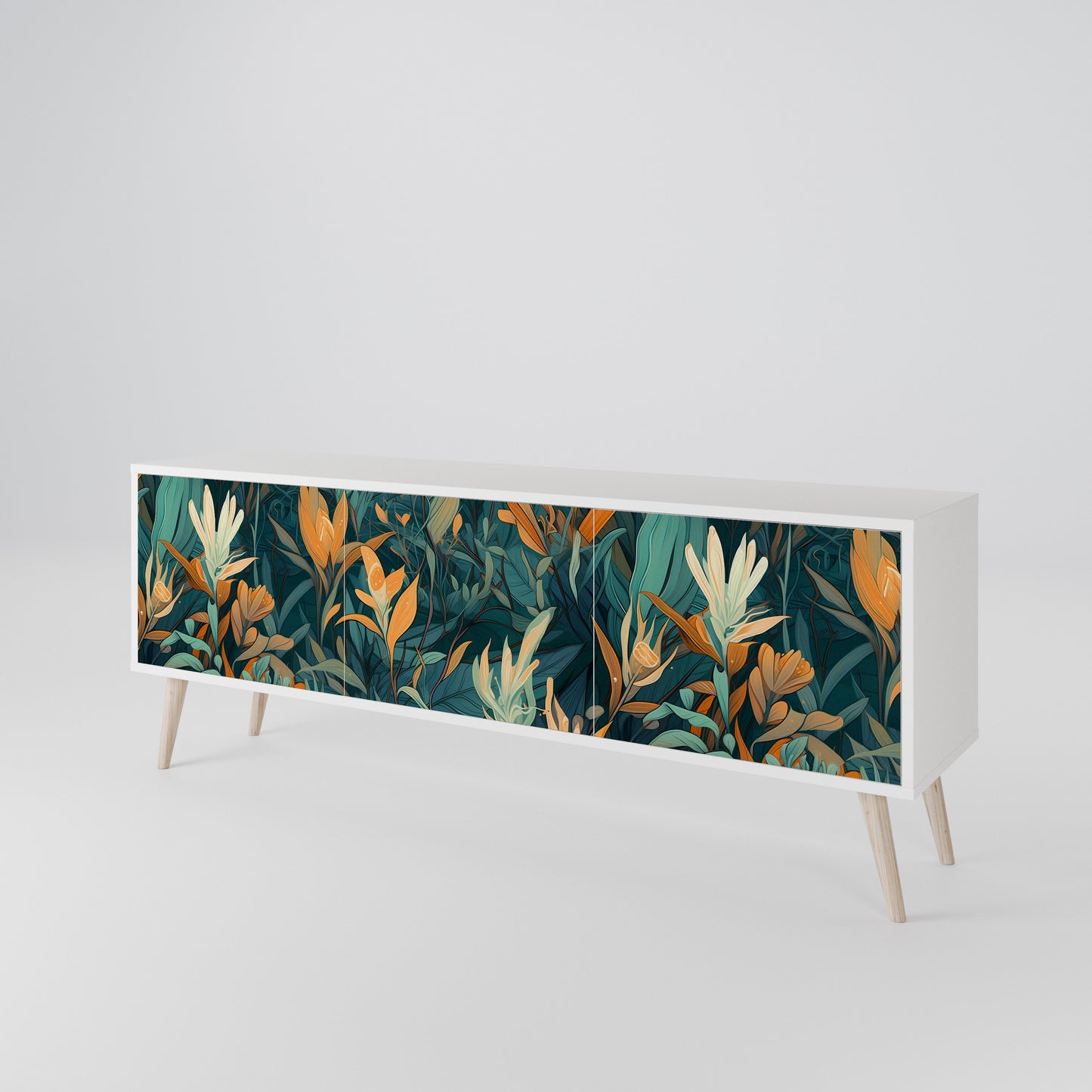 FLORAL SERENITY Mobile TV a 3 Ante in Finitura Bianca