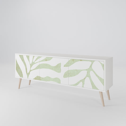 BOTANICAL SPARK 3-Door TV Stand in White Finish