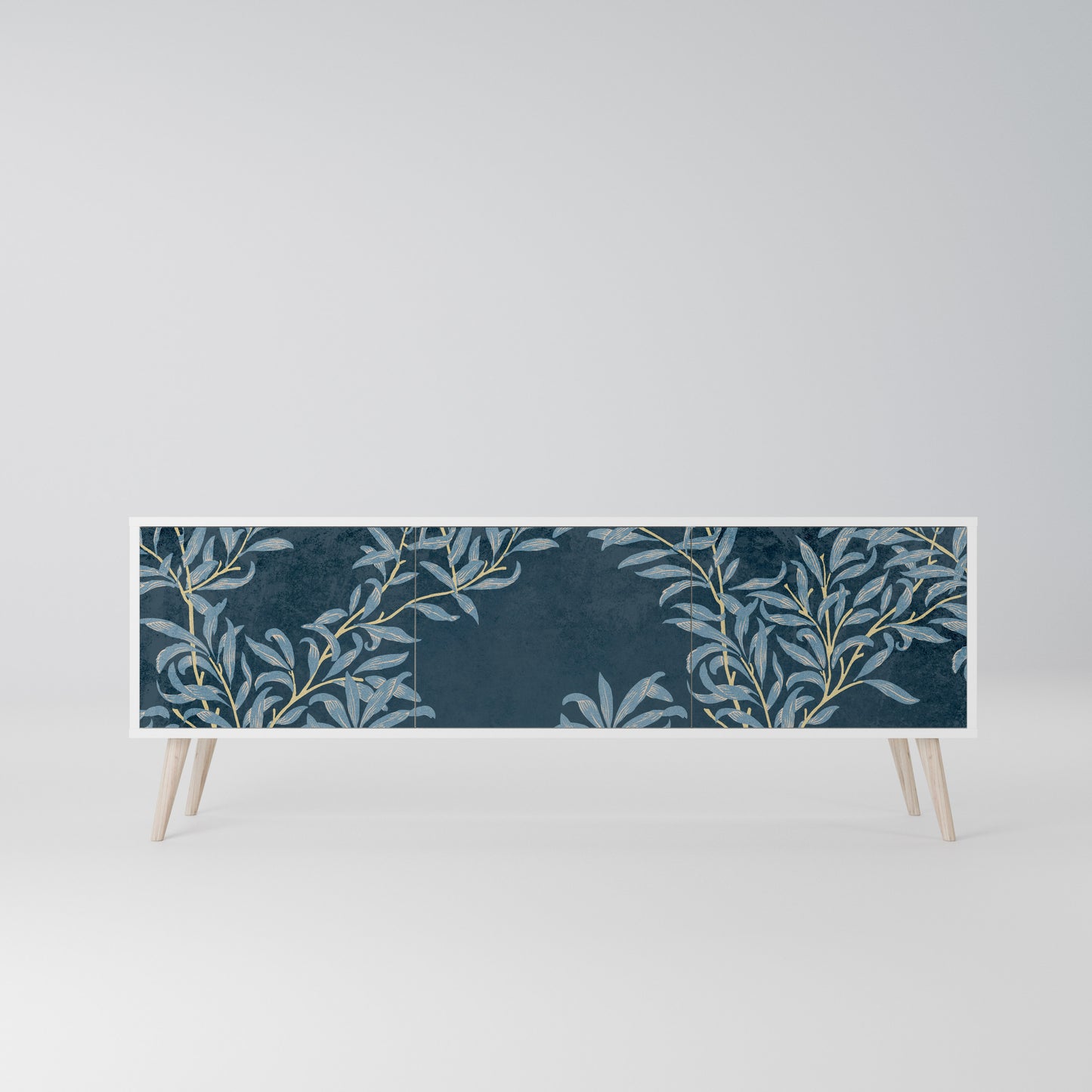 BLUE LEAVES Mobile TV a 3 Ante in Finitura Bianca