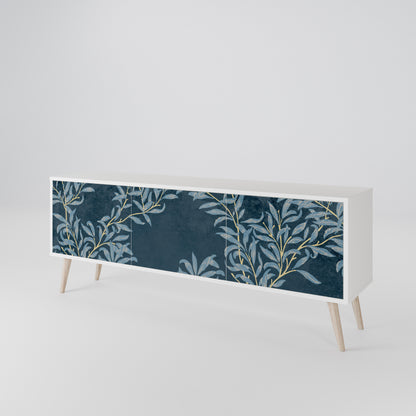 BLUE LEAVES Mobile TV a 3 Ante in Finitura Bianca