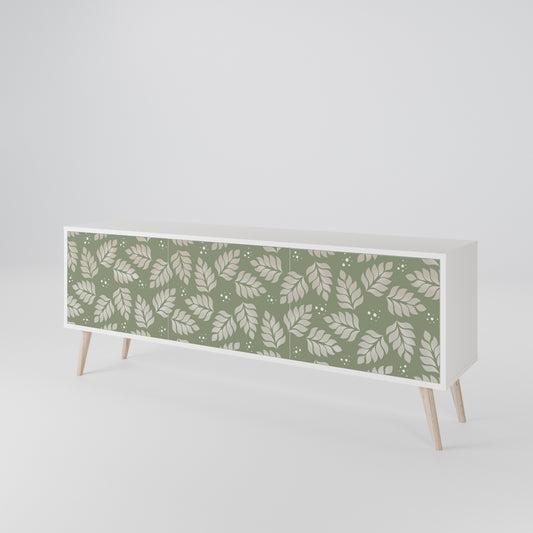 LEAVES ON GREEN 3-Door TV Stand in White Finish