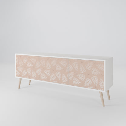 LEAVES ON BEIGE 3-Door TV Stand in White Finish