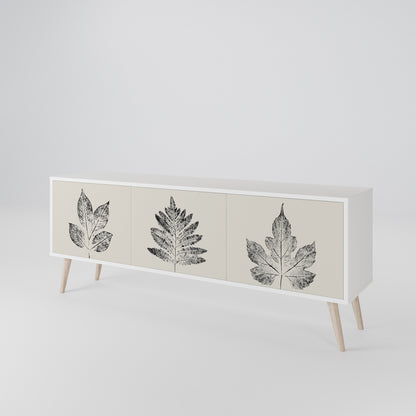 LEAFY STAMPS Mobile TV a 3 Ante in Finitura Bianca