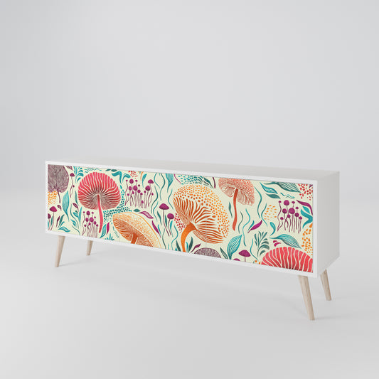 FUNGUS FANTASY 3-Door TV Stand in White Finish
