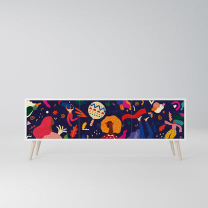 FESTIVE PLEASURES 3-Door TV Stand in White Finish