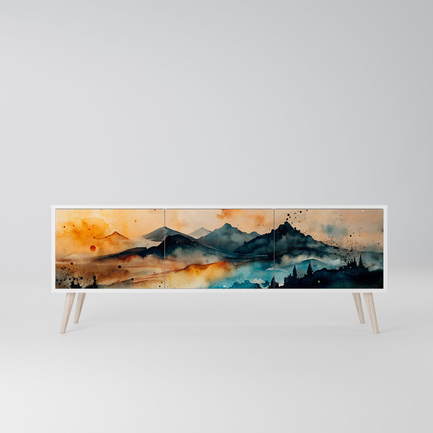 OMINOUS MOUNTAINS Mobile TV a 3 Ante in Finitura Bianca