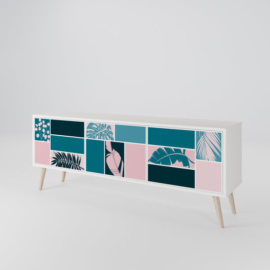 COMBINATION OF SHAPES 3-Door TV Stand in White Finish