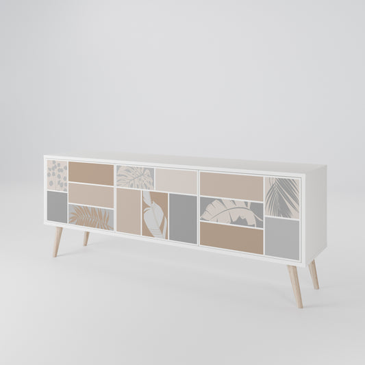 TROPICAL SHAPES 3-Door TV Stand in White Finish