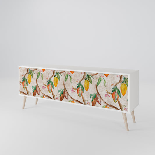 COCOA FRUITS 3-Door TV Stand in White Finish