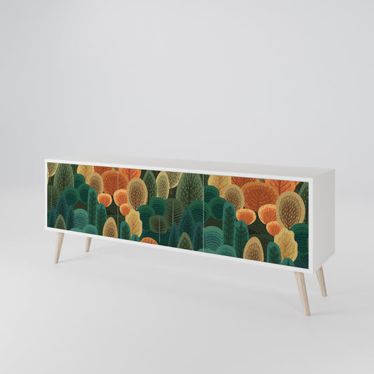 AUTUMN KALEIDOSCOPE 3-Door TV Stand in White Finish