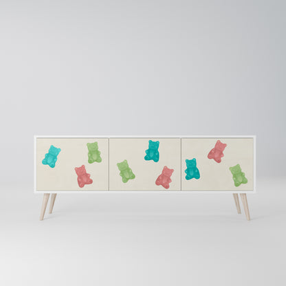 GUMMY BEARS Mobile TV a 3 Ante in Finitura Bianca