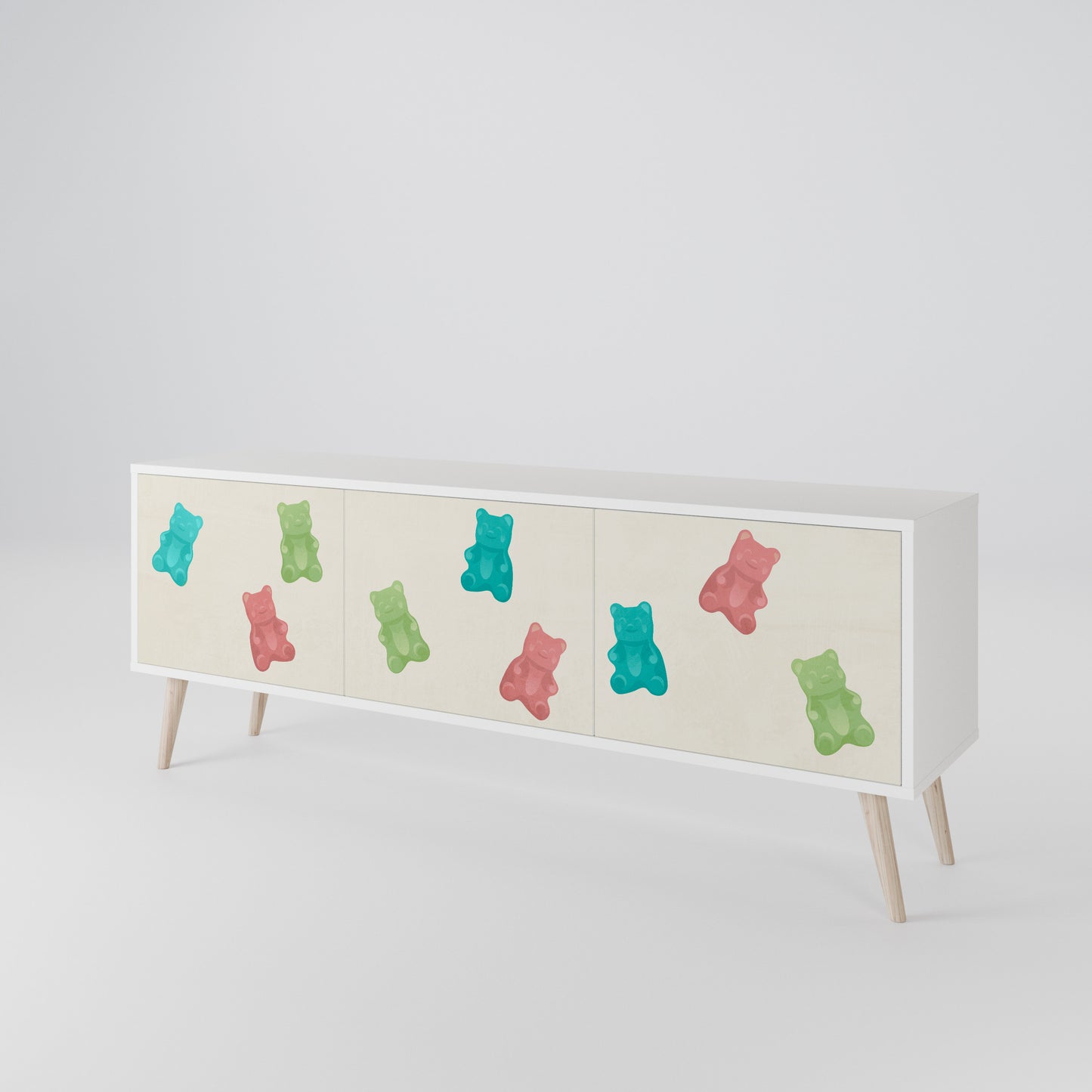 GUMMY BEARS Mobile TV a 3 Ante in Finitura Bianca