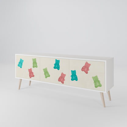 GUMMY BEARS Mobile TV a 3 Ante in Finitura Bianca