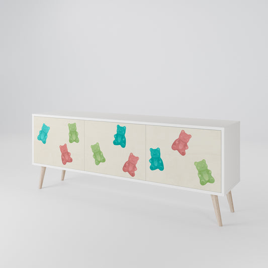 GUMMY BEARS 3-Door TV Stand in White Finish