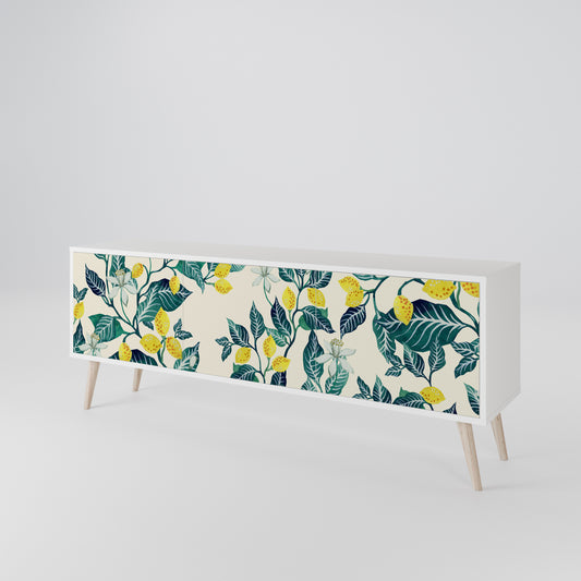 LEMON TREE 3-Door TV Stand in White Finish