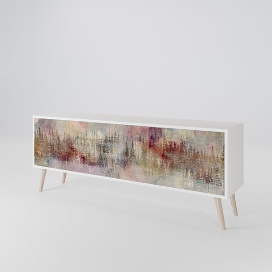 VEILED SUMMIT 3-Door TV Stand in White Finish