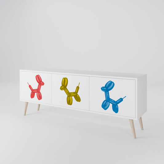 CHILDHOOD MEMORY 3-Door TV Stand in White Finish