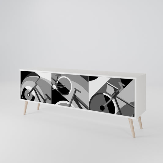 BIKE ENERGY 3-Door TV Stand in White Finish