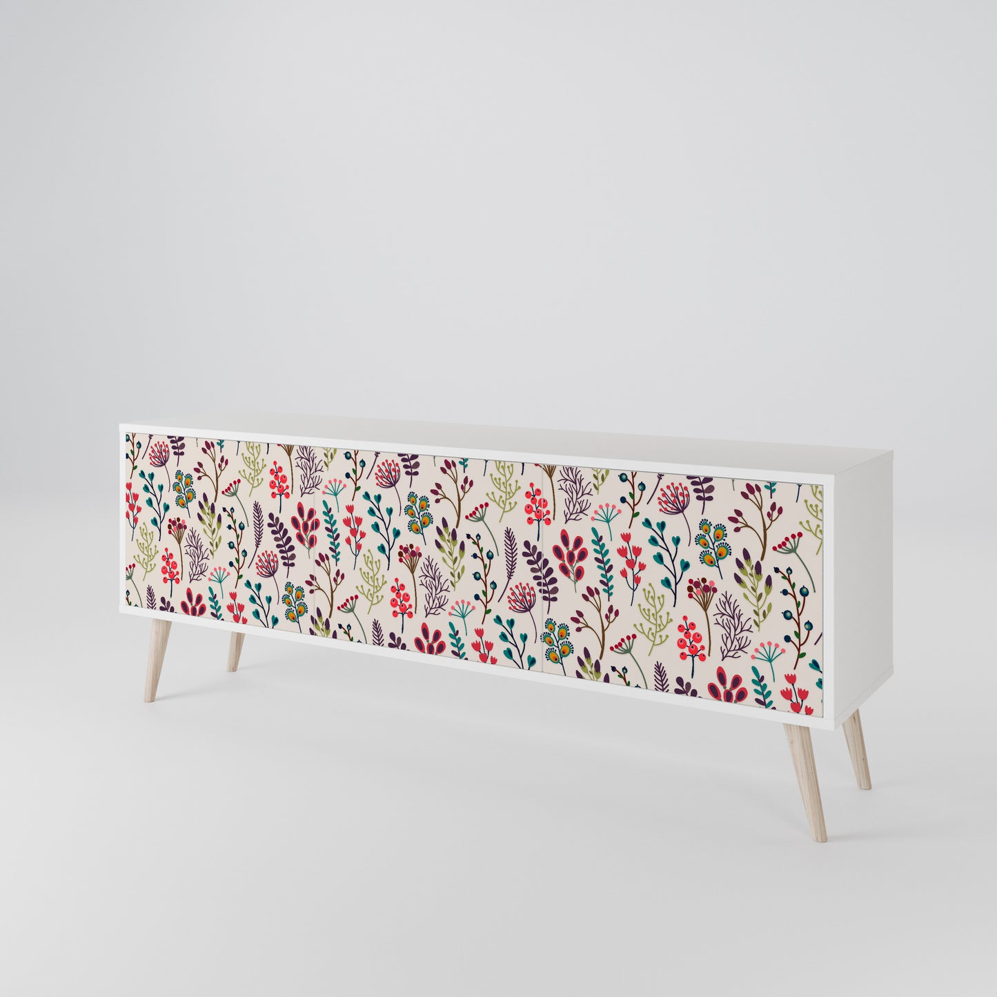 AUTUMN SUNDRIES 3-Door TV Stand in White Finish